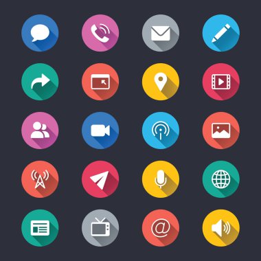 Medya ve iletişim basit renk simgeleri