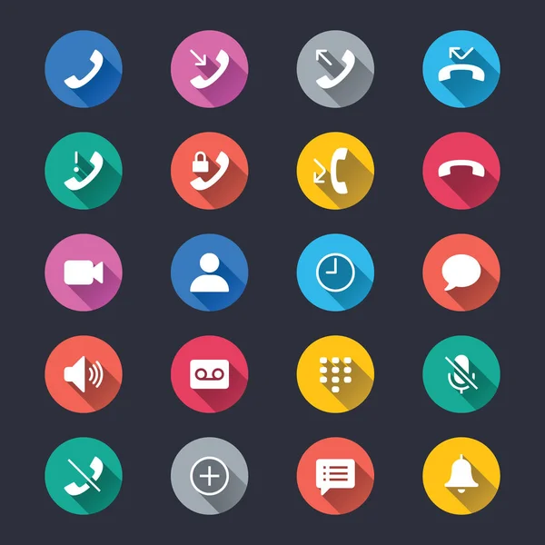 Teléfono Iconos Color Simples — Archivo Imágenes Vectoriales