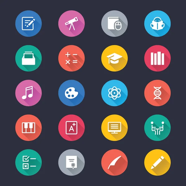 Onderwijs Eenvoudig Gekleurde Pictogrammen — Stockvector