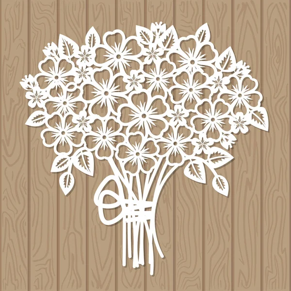 레이저 절단에 템플릿입니다 꽃다발입니다 나무에서 절단에 청첩장 스크랩북의 디자인에 — 스톡 벡터
