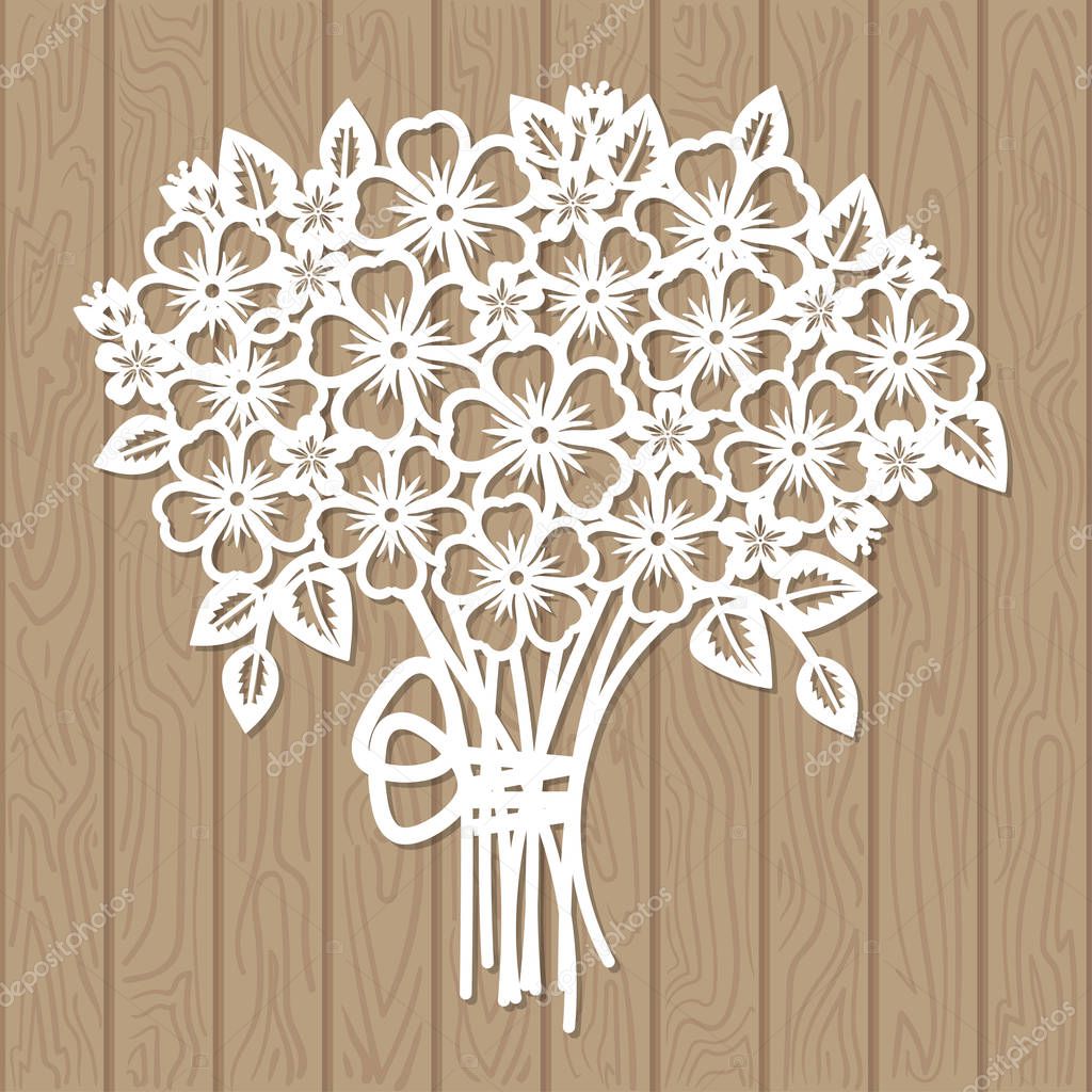 A template for laser cutting. Bouquet of flowers. For cutting from paper, wood, metal. Suitable for the design of wedding invitations, menus, scrapbooking.