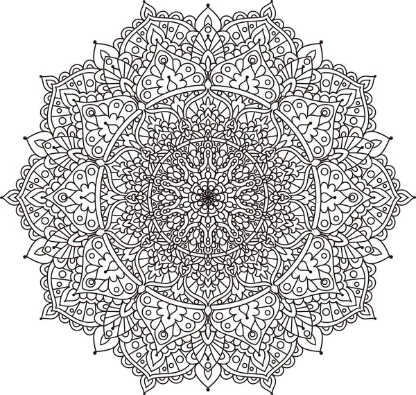 Mandala Bianco Nero Modello Senza Cuciture Motivi Orientali Stile Doodle — Vettoriale Stock