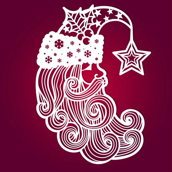 Noel Baba da bir yıldız. Lazer kesim için şablon. Tebrik kartları, davetiyeler, iç dekor elementleri çizim için uygundur. Vektör