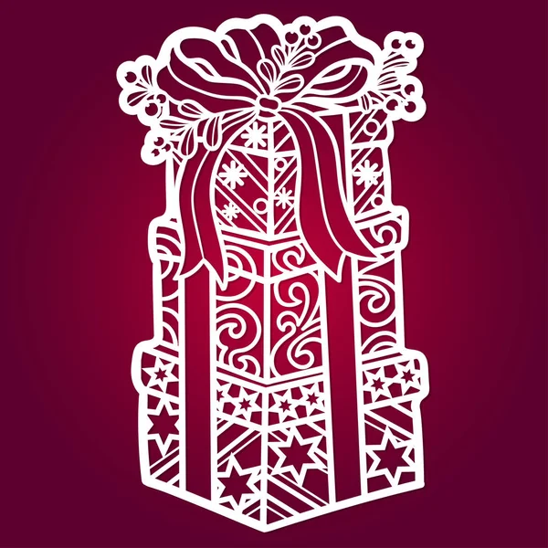 Lazer kesim için bir şablon. Hediyeler bir kurdele ile bağlanmış. Kartpostallar, menüler, iç Ayrıntılar ve benzeri tasarımı için. Vektör