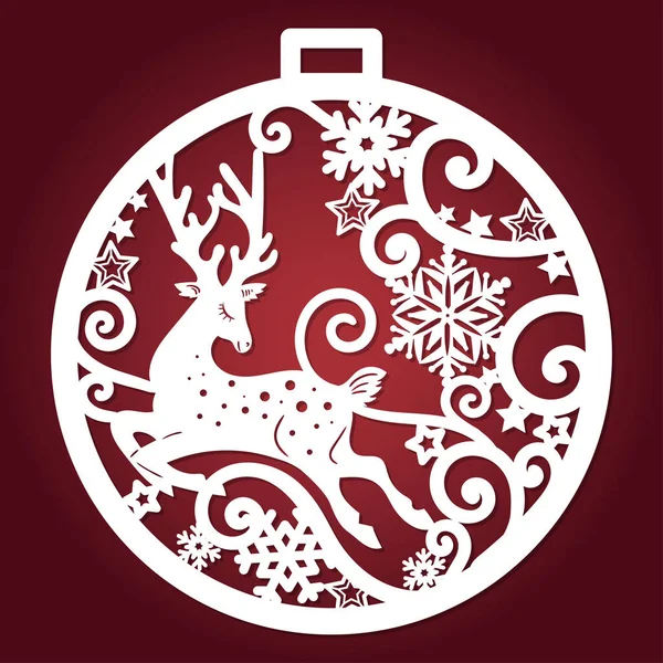 Lazer kesim için şablon. Noel top. Vektör