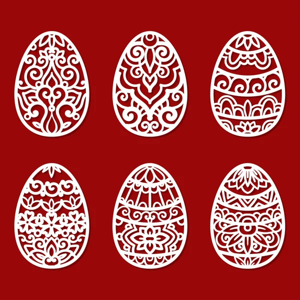 Lazer kesim için şablonlar kümesi. Paskalya yumurtaları. Vektör