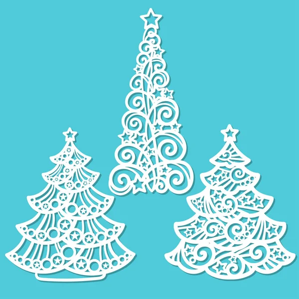 Noel ağaçları seti. Lazer kesim için şablon. Vektör