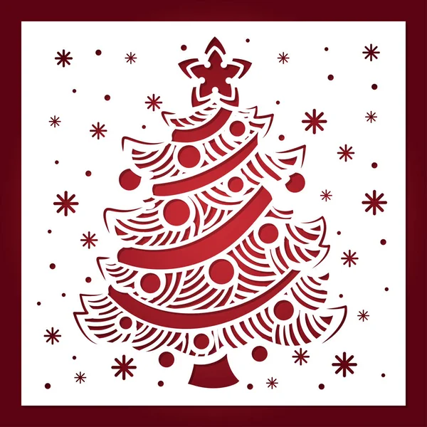 Πρότυπο για κοπή με λέιζερ. Χριστουγεννιάτικο δέντρο. Διάνυσμα — Διανυσματικό Αρχείο