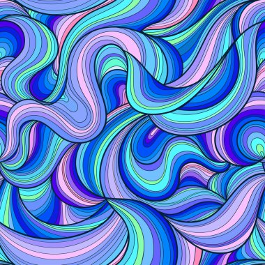 Soyut geometrik dikişsiz desen, dalgalar. Elle çizilmiş. Vektör