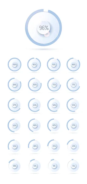 Tam iş parlak yumuşak mavi kümesi çizelgeleri. Pr için daire diyagramları