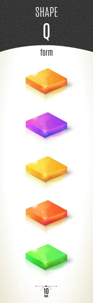 Q-form parlak 3d-bölümü beyaz arka plan üzerinde farklı renklerde ayarla