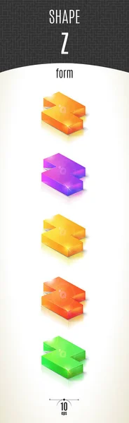 Z-form parlak 3d-bölümü beyaz arka plan üzerinde farklı renklerde ayarla