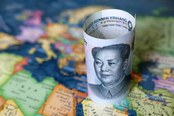 Yuan Map Europe Middle East North Africa Concept Trade China — Stock Photo, Image