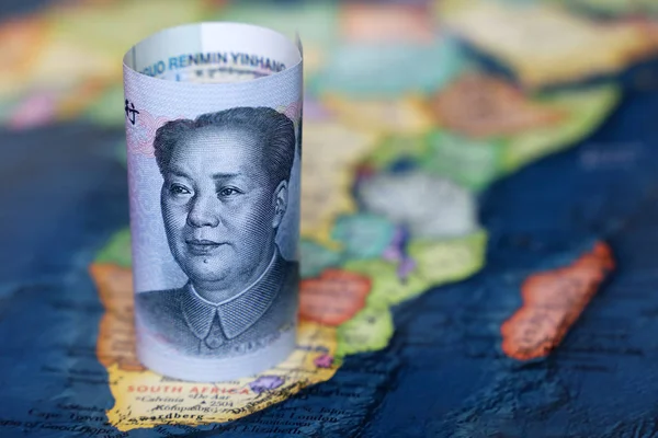 Chinese Yuan Map Africa Continent Trading China African Countries Tourism — Stock Photo, Image