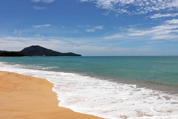 Spiaggia Tropicale Sabbia Vista Panoramica Sulla Costa Del Mare Vuota — Foto Stock