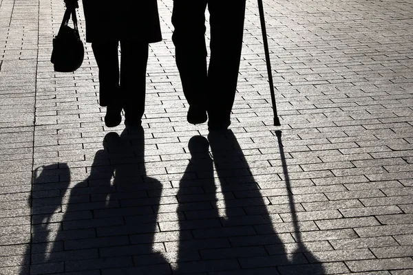 Älteres Paar Silhouetten Und Schatten Von Zwei Personen Die Mit — Stockfoto