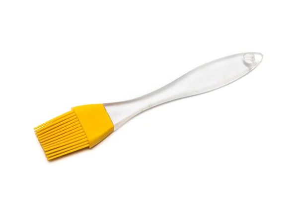 Silicone Yellow Tassel Transparent Handle White Background Isolate — Stock Photo, Image