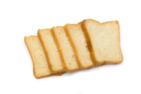Sneetjes Wit Brood Een Witte Achtergrond Isoleren Voedsel — Stockfoto