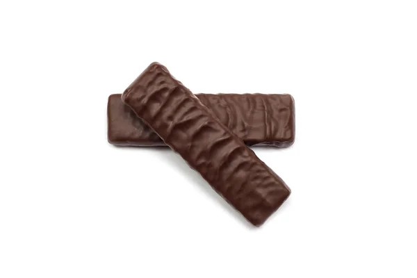 Två Kakao Choklad Godis Vit Bakgrund Sötma Isolera — Stockfoto
