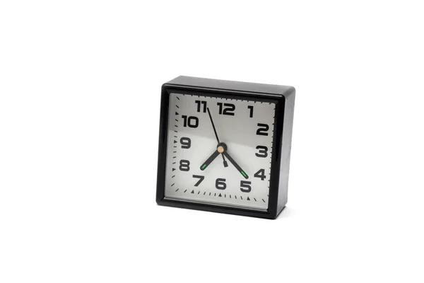 Relógio Alarme Preto Fundo Branco Com Sombra Isolado — Fotografia de Stock