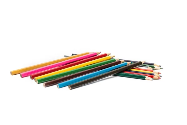 Set Colored Pencils Pile White Background Isolate — Stock Photo, Image