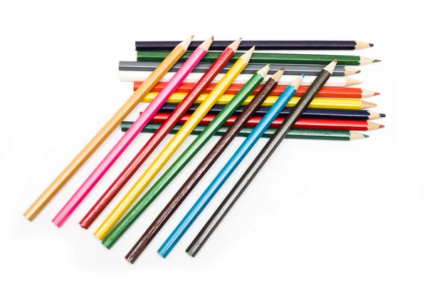 Set Colored Pencils Pile White Background Isolate — Stock Photo, Image