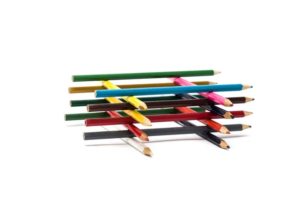 Set Colored Pencils Pile White Background Isolate — Stock Photo, Image