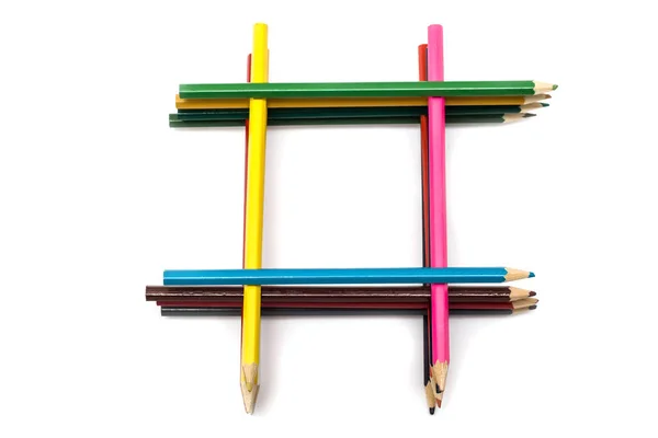 Set Colored Pencils Pile White Background Isolate — Stock Photo, Image