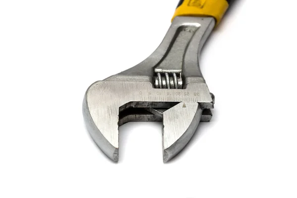 Wrench Yellow Handle White Background Isolate — Stock Photo, Image