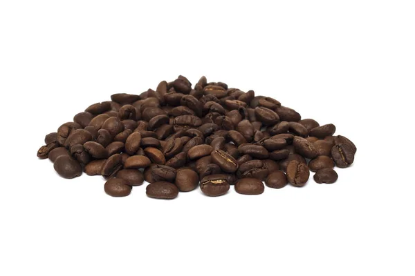 Heap Whole Coffee Beans White Background Isolate — Stock Photo, Image