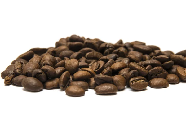 Heap Whole Coffee Beans White Background Isolate — Stock Photo, Image