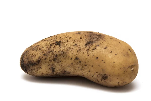 Eine Ungeputzte Kartoffel Auf Weißem Hintergrund Naturkost Isoliert — Stockfoto