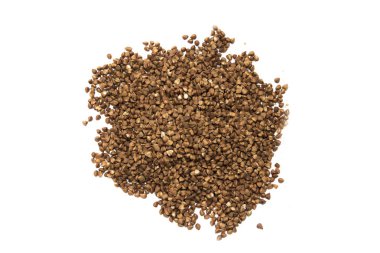 Karabuğday kabuğu çıkarılmış tane beyaz arka plan, gıda, isoalte yığını