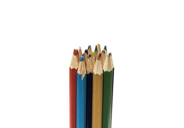 Set Colored Pencils White Background Drawing Hobby Isolate — Stock Photo, Image