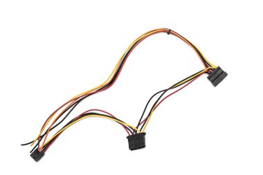 Beyaz arka plan, electroic, güç kaynağı için bilgisayar kabloları izole