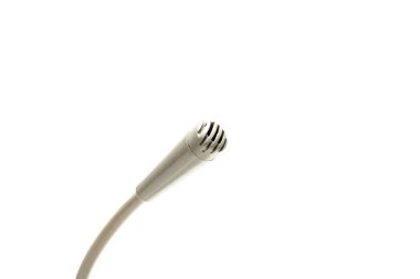 Beyaz arka plan, bilgisayarda için gri mikrofon izole, elektronik ve teknoloji