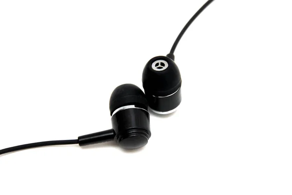 Black Headphones Close White Background Isolated Music — Stock Photo, Image