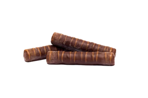 Různé Čokoládové Bonbóny Bílém Pozadí Sladký Desert Isoalted — Stock fotografie