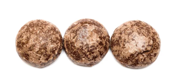 Três Pão Gengibre Chocolate Fundo Branco Entre Deserto Isolado — Fotografia de Stock