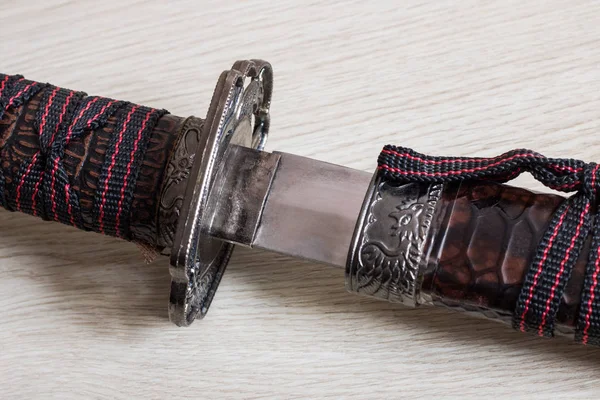 Japanese samurai sword close up