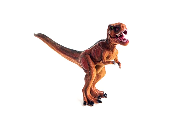 Pequeno Dinossauro Vermelho Sobre Fundo Branco Animal Inexistente Isolado — Fotografia de Stock