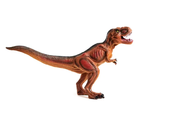 Red small dinosaur on a white background, non-existent animal, isolated