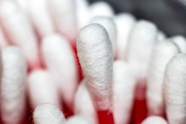 Kırmızı pamuk temizleme bezi, makro fotoğraf kapatmak, vücut bakımı