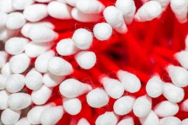 Kırmızı pamuk temizleme bezi, makro fotoğraf kapatmak, vücut bakımı