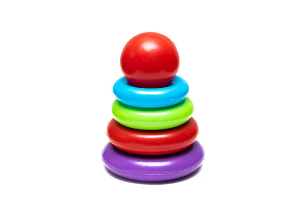 Children Toy Pyramid Multi Colored Circles White Background Stock Photo