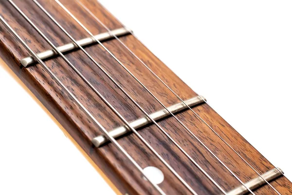Grif guitarra close-up em um fundo branco — Fotografia de Stock