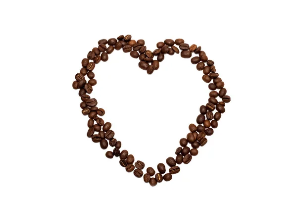 Heart from coffee beans, isolate on a white background — Stock Photo, Image