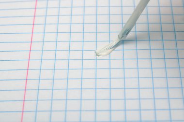 Hataları düzeltmek için fırça yakın çekim bir defter sayfasına