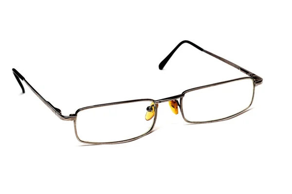 Brille Mit Metallrahmen Isoliert Auf Weißem Hintergrund — Stockfoto