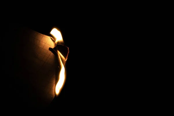 Burning Paper Dark Close Copy Space — Foto de Stock